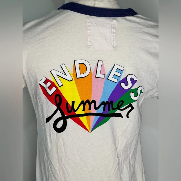 ban.do Tops - Ban.do Womens Ringer Endless Summer Rainbow T-Shirt 100% Cotton Size Small